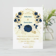 marineblauw en witte bloemen gouden bruiloft