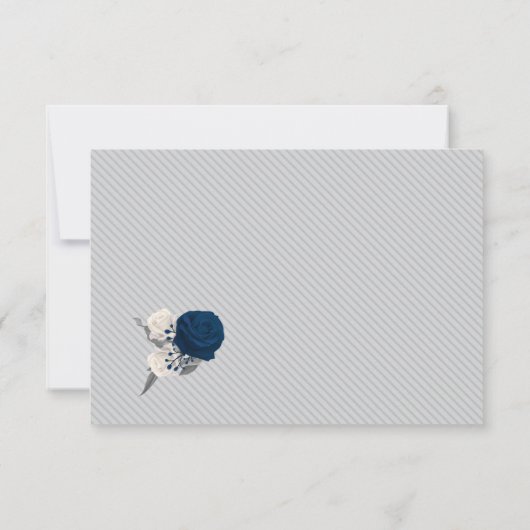 marineblauw en witte bloemen grijze bladeren grofm bedankkaart (Achterkant)