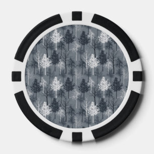 Marineblauw en Witte Bomen Poker Chips