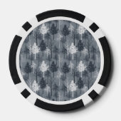 Marineblauw en Witte Bomen Poker Chips (Achterkant)