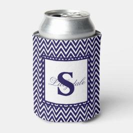 Marineblauw en witte Chevron Streep Blikjeskoeler