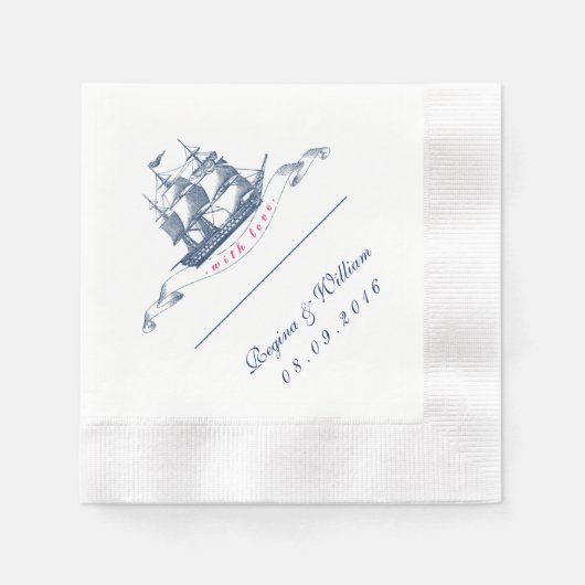 marineblauw en witte cocktail Napkin Servetten (Voorkant)