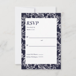 Marineblauw en Witte Elegante RSVP Kaart