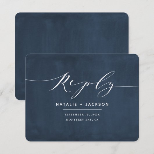 marineblauw en witte elegante trouwreactie (Voorkant / Achterkant)