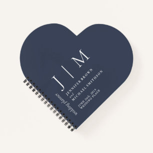 Marineblauw en Witte Formele Eenvoudige Liefdesbru Notitieboek