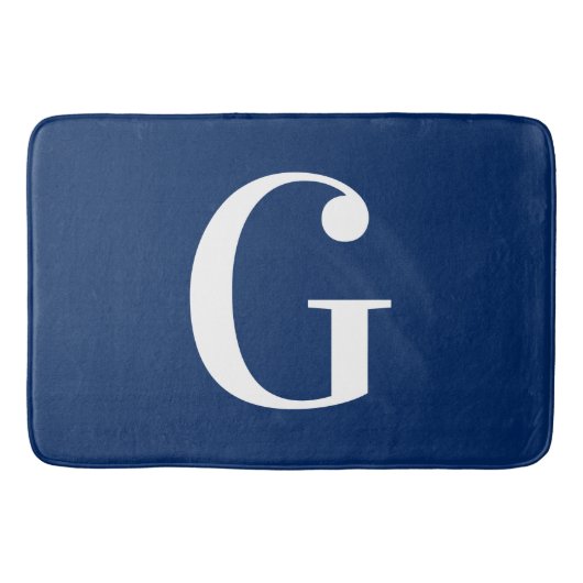 Marineblauw en Witte Grosse G Monogram Badmat (Voorkant)