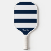 Marineblauw en witte horizontale strepen pickleball paddle (Voorkant)