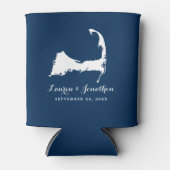 Marineblauw en witte Kaapskaarten Blikjeskoeler (Voorkant)