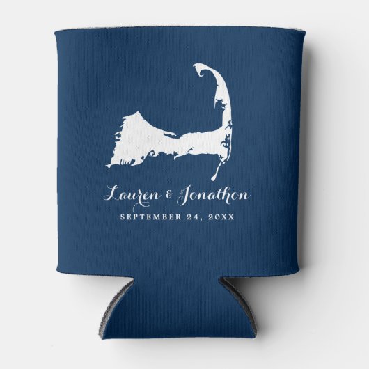 Marineblauw en witte Kaapskaarten Blikjeskoeler (Voorkant)