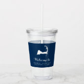 Marineblauw en witte Kabeljauw-kaartenbezoeker Acryl Drinkbeker (Voorkant)