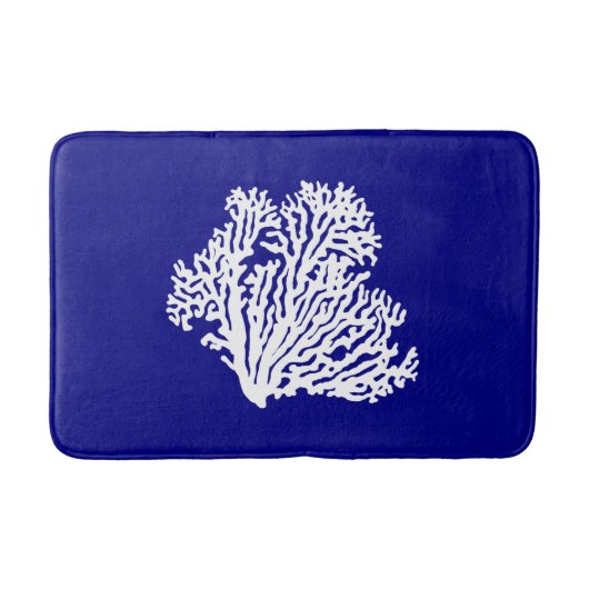 marineblauw en witte kustkoraal badmat (Voorkant)