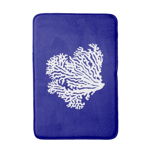 marineblauw en witte kustkoraal badmat (Voorkant Verticaal)