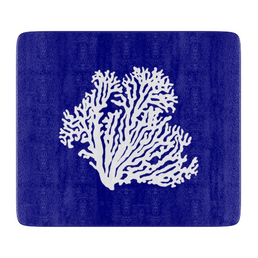 marineblauw en witte kustkoraal snijplank (Voorkant)