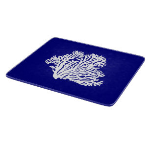 marineblauw en witte kustkoraal snijplank