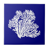 marineblauw en witte kustkoraal tegeltje (Voorkant)