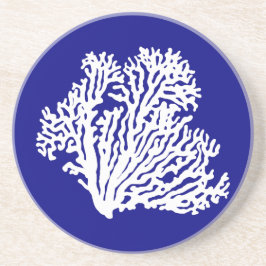 marineblauw en witte kustkoraal zandsteen onderzetter