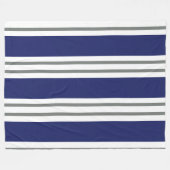 Marineblauw en Witte Kuststrepen Fleece Deken (Voorkant (Horizontaal))
