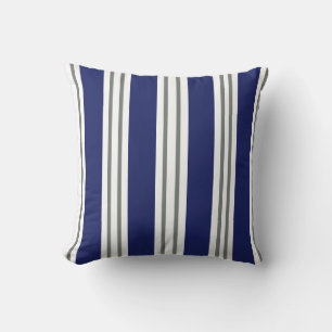 Marineblauw en Witte Kuststrepen Kussen