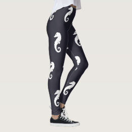 marineblauw en witte nautische SEAHORSE Leggings