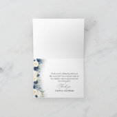 Marineblauw en witte rozen Dank u kaart (Binnen)