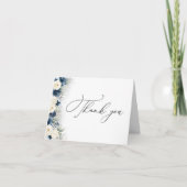 Marineblauw en witte rozen Dank u kaart (Voorkant)
