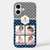 Marineblauw en witte sterren patroon foto collage Case-Mate iPhone case (Achterkant)