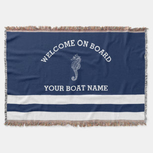 Marineblauw en witte streep gepersonaliseerd   Boo Deken