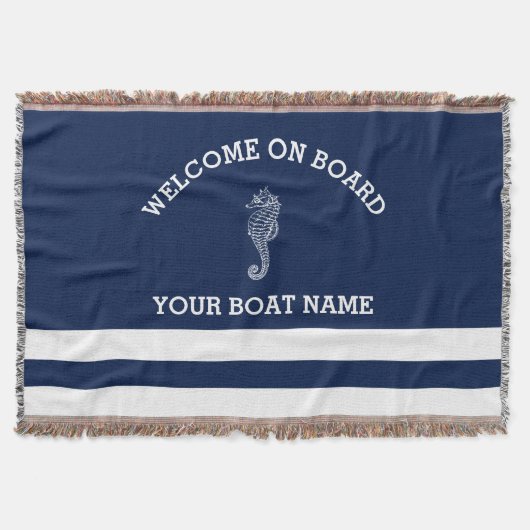 Marineblauw en witte streep gepersonaliseerd | Boo Deken (Voorkant)