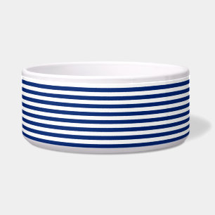 marineblauw en witte strepen voerbakje