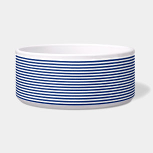 marineblauw en witte strepen voerbakje