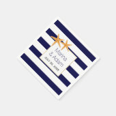 Marineblauw en witte strepen zeester bruiloft servetten (Hoek)