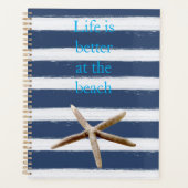 Marineblauw en witte strepen zeester planner (Voorkant)