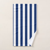 Marineblauw en witte verticale strepen bad handdoek (Handdoek)
