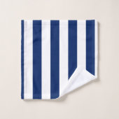 Marineblauw en witte verticale strepen bad handdoek (Wasdoekje)