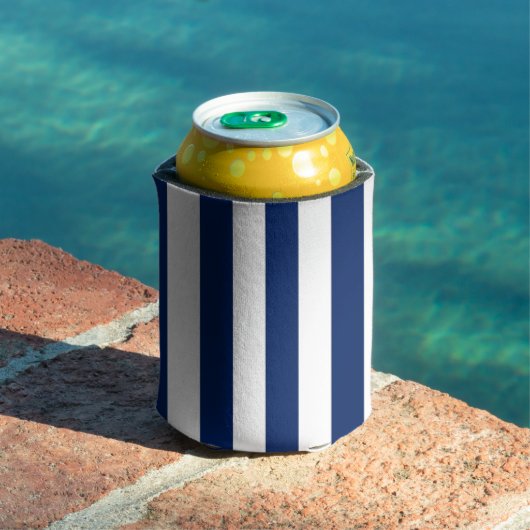 Marineblauw en witte verticale strepen blikjeskoeler (Insitu Zwembad)