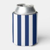 Marineblauw en witte verticale strepen blikjeskoeler (Blikje Voorkant)