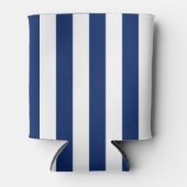 Marineblauw en witte verticale strepen blikjeskoeler (Voorkant)