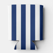 Marineblauw en witte verticale strepen blikjeskoeler (Achterkant)