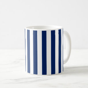 Marineblauw en witte verticale strepen koffiemok