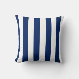 Marineblauw en witte verticale strepen kussen