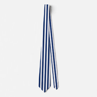Marineblauw en witte verticale strepen stropdas