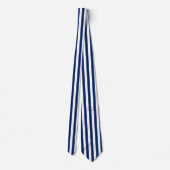 Marineblauw en witte verticale strepen stropdas (Achterkant)