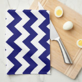 Marineblauw en Witte Zigzag Theedoek (Quarter Fold)