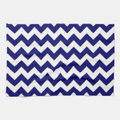 Marineblauw en Witte Zigzag Theedoek (Horizontaal)