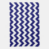 Marineblauw en Witte Zigzag Theedoek (Verticaal)