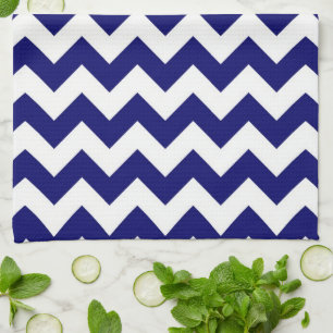 Marineblauw en Witte Zigzag Theedoek
