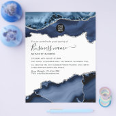Marineblauw en zilver agaat edelsteen grote openin flyer (Enkel)