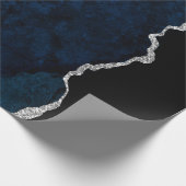 Marineblauw en Zilver Agate Cadeaupapier (Hoek)