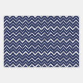 Marineblauw en Zilver Geometrische Patronen Elegan Inpakpapier Vel (Voorkant 3)