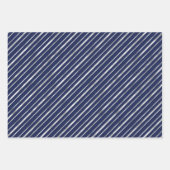 Marineblauw en Zilver Geometrische Patronen Elegan Inpakpapier Vel (Voorkant 2)